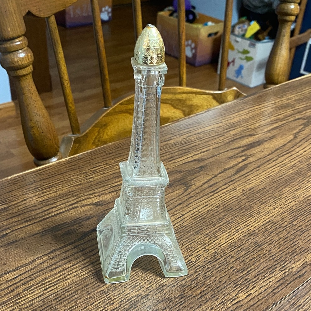 “5/$20” Avon Eiffel Tower empty glass bottle